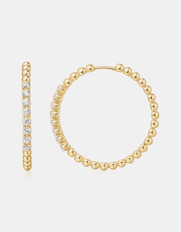 Ania Haie - Ania Haie Gold Large Claw Sphere Beaded Hoop Earrings