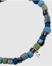 Kuzzoi - ICONIC EXCLUSIVE - Bracelet Male Beads Blue Vintage 925 Sterling Silver