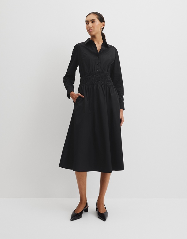 Country Road - Australian Cotton Shirred Waist Shirt Dress