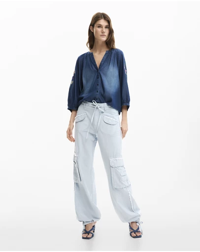 Desigual - Embroidered lantern blouse