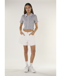 Glamorous - Mid Rise Frayed Hem Denim Shorts