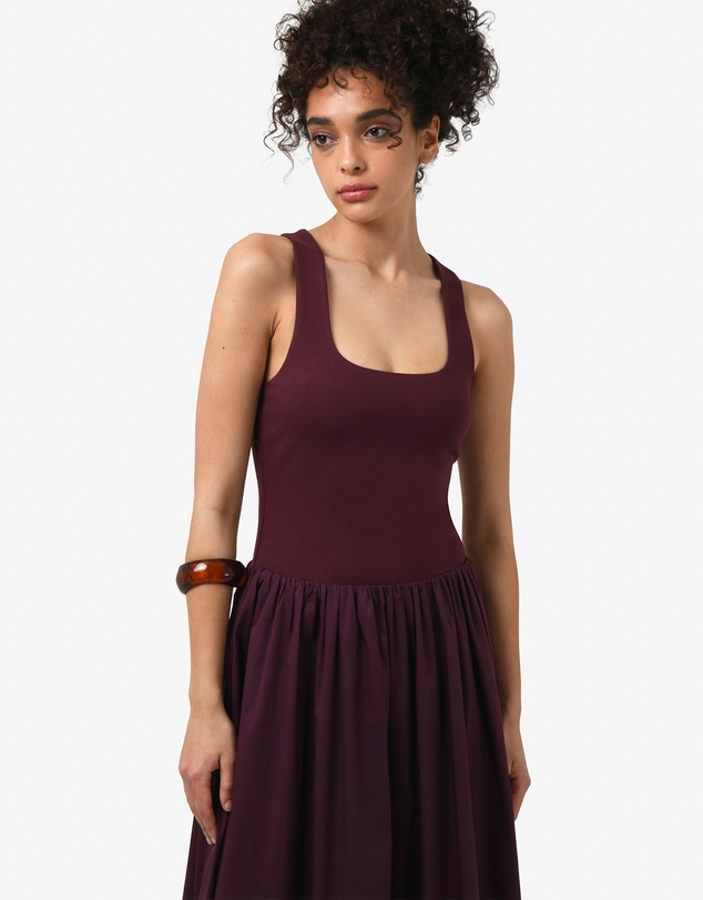 Forcast - Soho Knit & Poplin Midi Dress