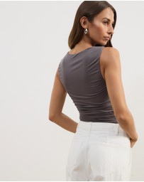 Atmos&Here - Effie Sleeveless Gathered Jersey Bodysuit