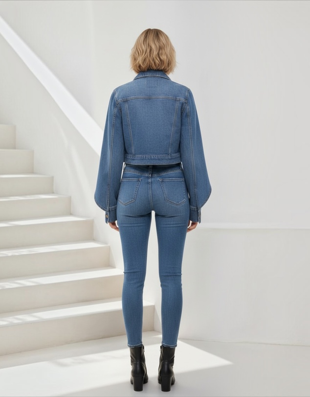 Mossée - Elara Denim Mock Sleeve Cape Jacket