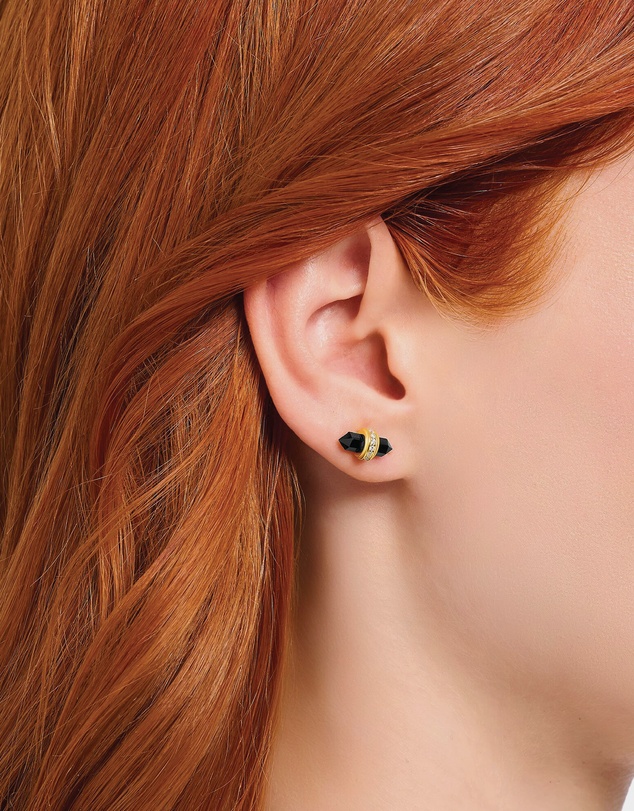 THOMAS SABO - Crystal Ear Studs with Onyx Gold