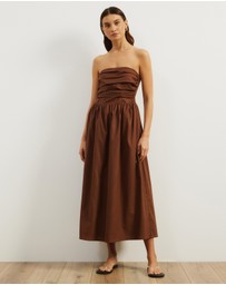Atmos&Here - Laura Strapless Linen Blend Midi Dress