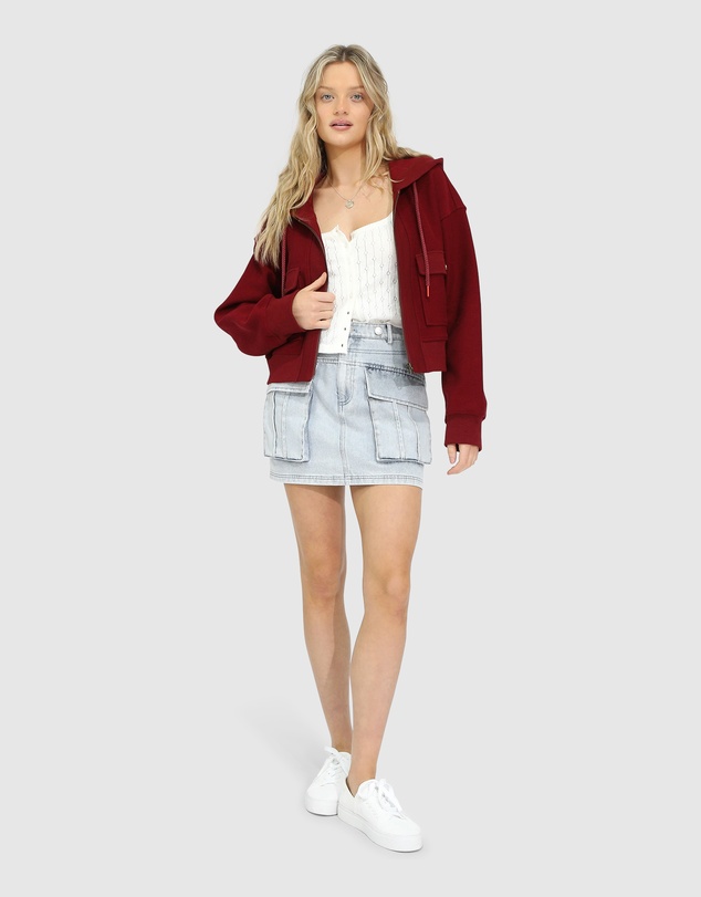 Belle & Bloom - Fireside Cropped Utility Zip Jacket