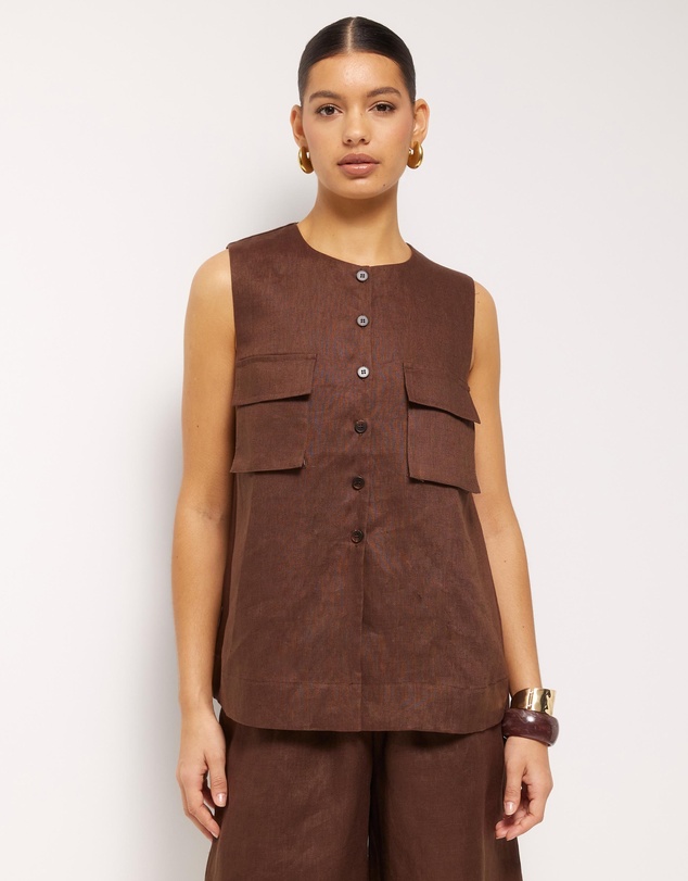 AERE - Patch Pocket Relaxed Linen Tank