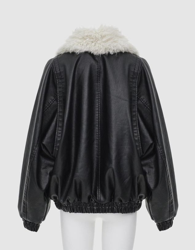 Source Unknown - Rioni Faux-Fur Collar Bomber Jacket