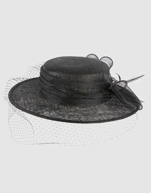 Max Alexander - Black Boater Hat with veil