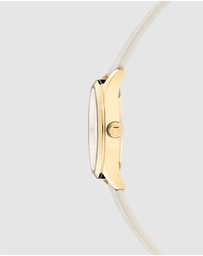 Ted Baker - Coolly Gold-Tone 34mm Cream Embossed Leather Watch