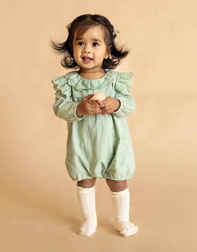 Bebe by Minihaha - Fern Dobby LS Romper - Babies