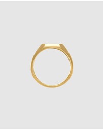 Kuzzoi - ICONIC EXCLUSIVE - Ring Men Signet Ring Enamel Blue Basic in 925 Sterling Silver Gold Plated