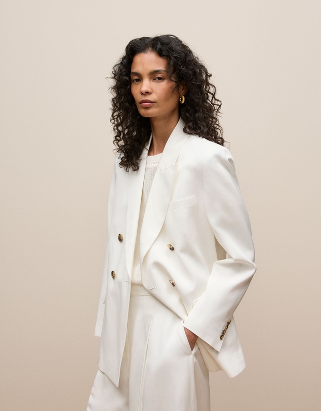 Trenery - Soft Double Breasted Blazer in White