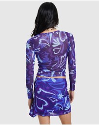 Neon Hart - Holly Printed Mesh Long Sleeve Top