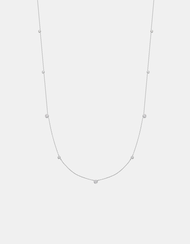 Ania Haie - Ania Haie Silver Bezel Cubic Zirconia Station Necklace