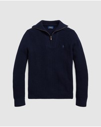 Polo Ralph Lauren - Waffle Wool-Cotton Quarter-Zip Sweater