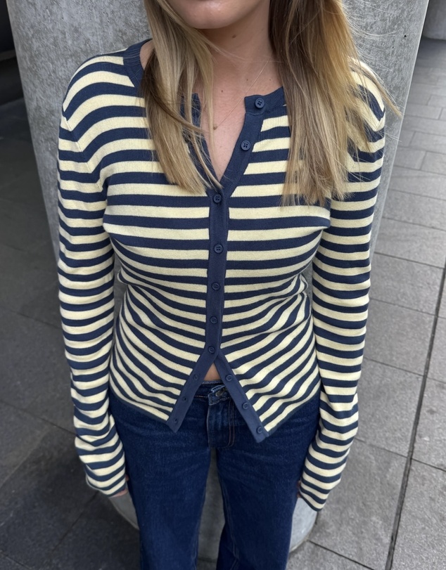 Dazie - Zadie Striped Knit Long Sleeve Cardigan