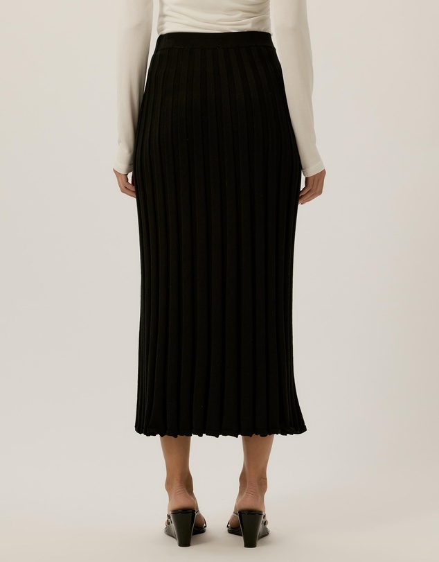 Tussah - Aurora Ribbed Knit Button Detail Midi Skirt