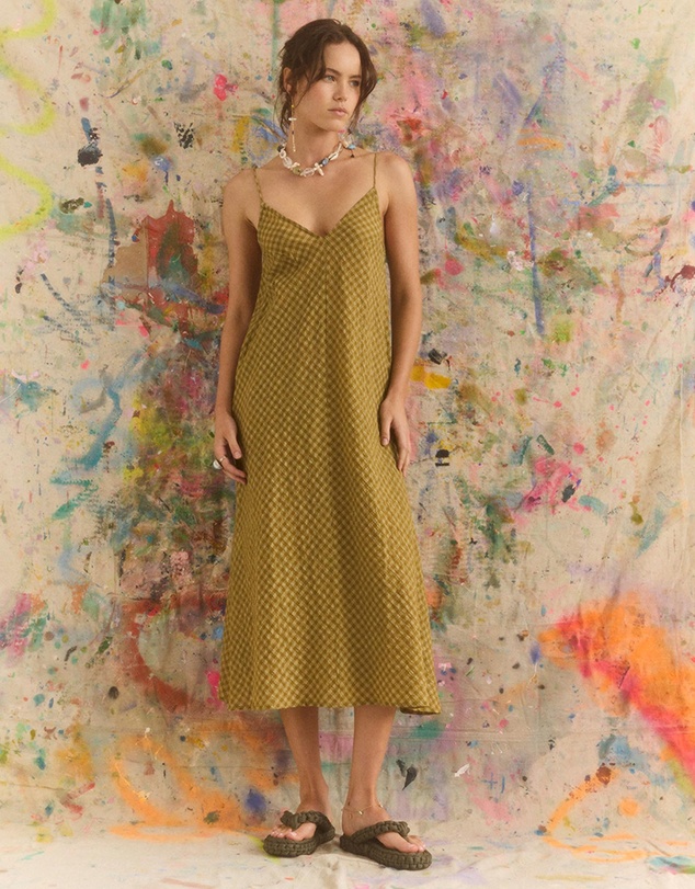 KINGA CSILLA - Hulia Check Daje Slip Dress