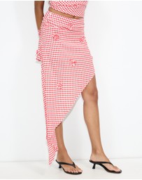 Dazie - Piazza Check Asymmetric Skirt