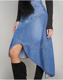 Love and Nostalgia - Little Wildflower Denim Midi Skirt