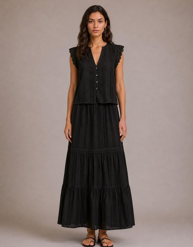 Vero Moda - Bell High Waisted Cotton Maxi Skirt