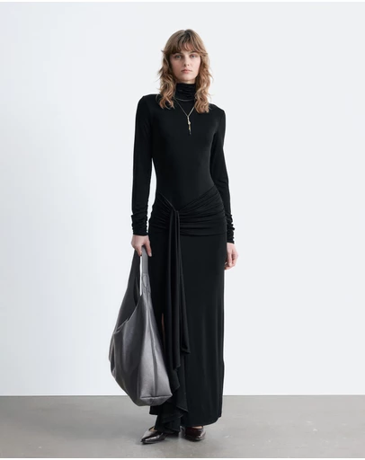 & Other Stories - Tie-Detail Turtleneck Midi Dress
