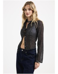 Alice In The Eve - Jade Sheer Polka Dot Long Sleeves Shirt