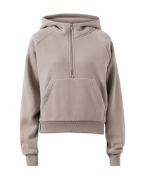 Upstate - Plush Cropped Half Zip Hoodie - Cinder