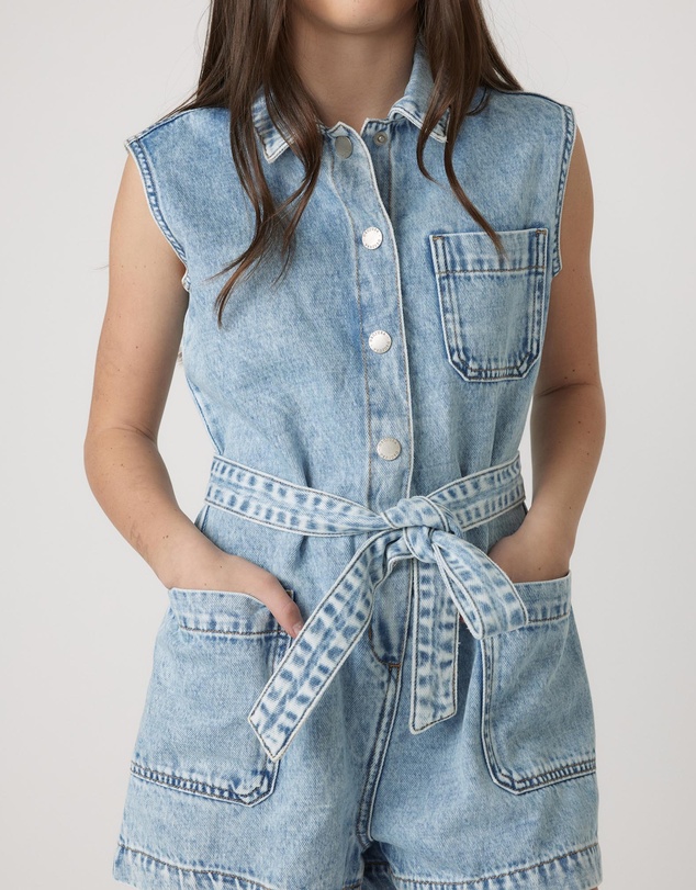 Decjuba Kids - Samara Denim Playsuit - Teens