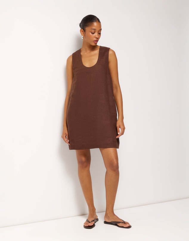 AERE - Orla Linen U-Neck Mini Dress