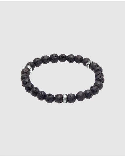 Kuzzoi - ICONIC EXCLUSIVE - Lava Stone Bracelet with Oxidised Silver Elements