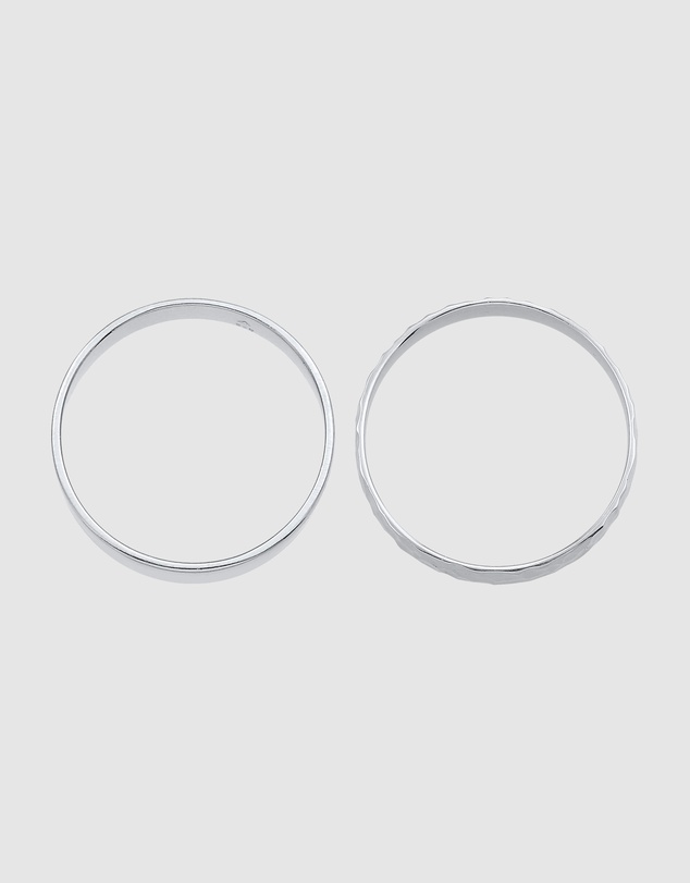 Kuzzoi - ICONIC EXCLUSIVE - Hammered Band Ring Set in 925 Sterling Silver