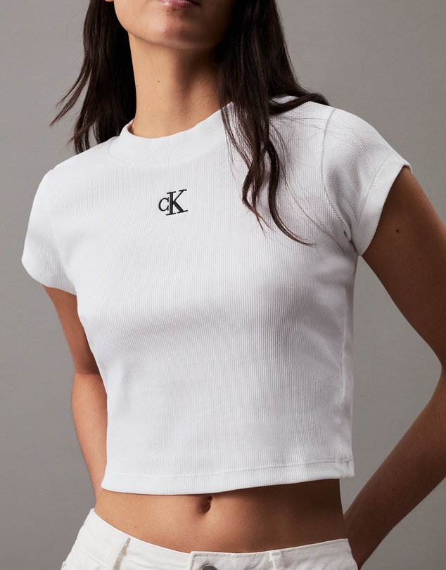 Calvin Klein Jeans - Slim Cropped Ribbed T-shirt