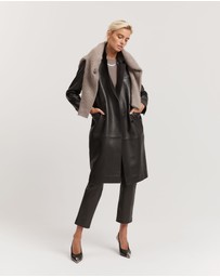 Country Road - Leather Double-breasted Coat