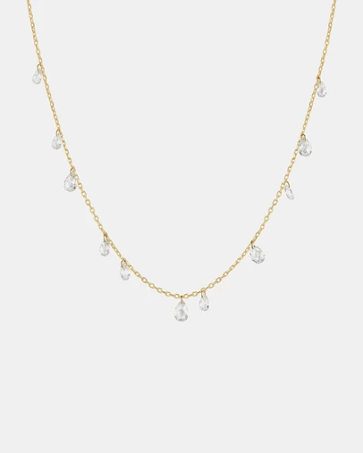 Ania Haie - Gold Ethereal Teardrop Dangle Station Necklace