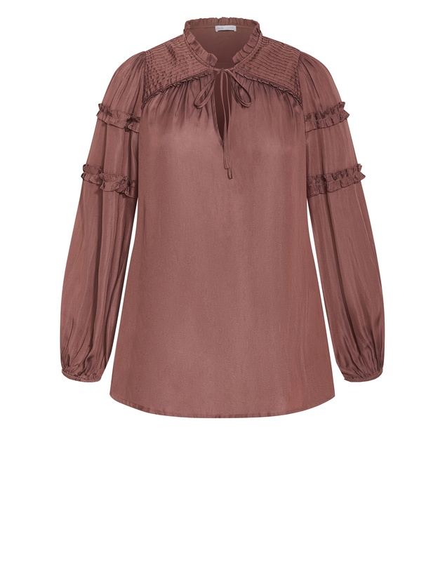 City Chic - Plus size Drama Queen Long Sleeve Shirt - cinnamon