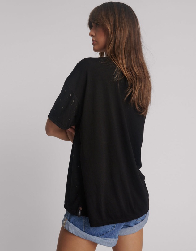 ONE TEASPOON - Studded Night Sky Linen Tee - Black