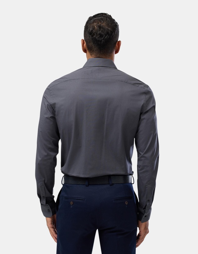 Brooksfield - Dot Print Reg Fit Stretch Business Shirt