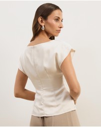 Atmos&Here - Aureline Satin Boat Neck Top
