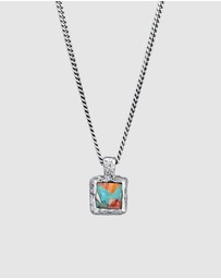 Haze & Glory - ICONIC EXCLUSIVE - Necklace Men Turquoise Square 925 Sterling Silver