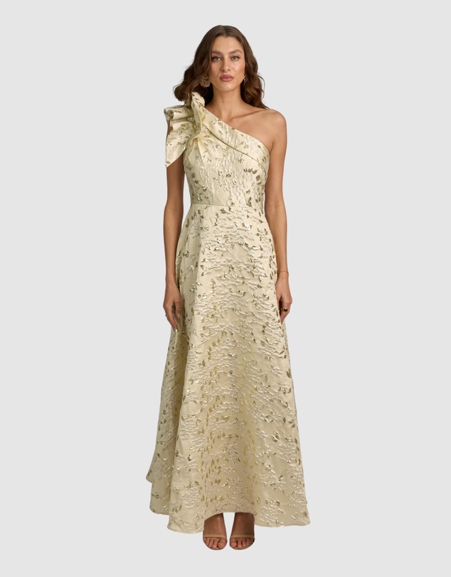 Romance by Honey and Beau - Crechia Jacquard One Shoulder Dress
