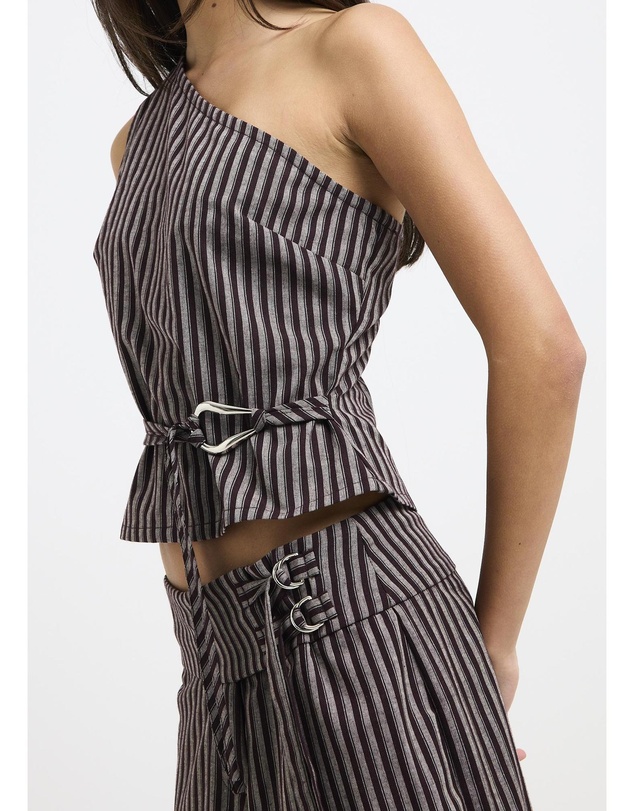 Subtitled - Naia Stripe One Shoulder Top
