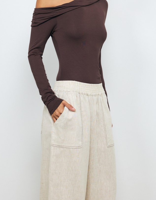 AERE - Contrast Stitch Linen Pants