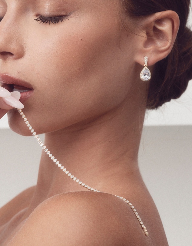 The White Collection - Melissa - Crystal Gold Bridal Earrings
