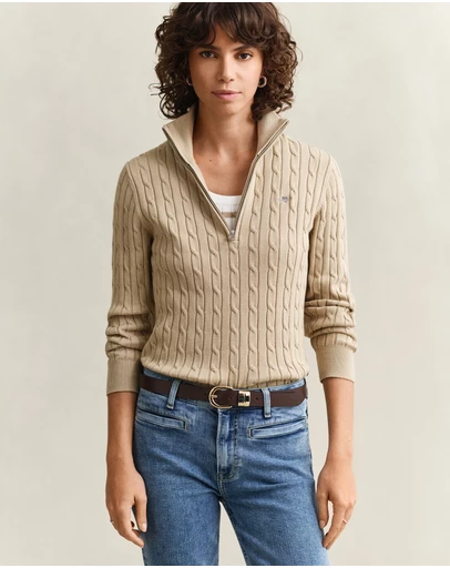 Gant - Stretch Cotton Cable Half Zip Sweater