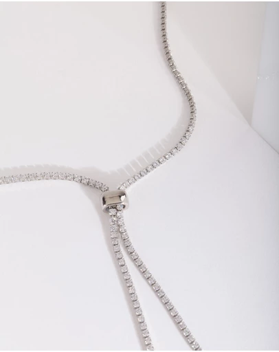 Lovisa - Silver Cubic Zirconia Lariat Necklace