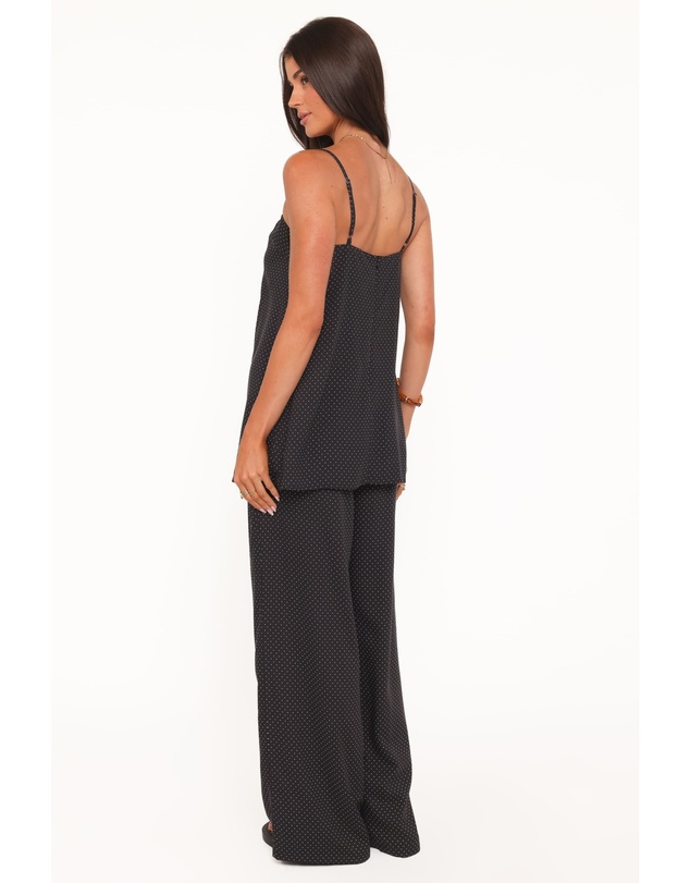 Petal & Pup - Lexi Elastic Waist Pant - Black Polkadot
