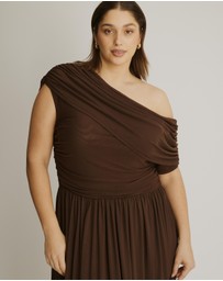 Atmos&Here Curvy - Winnie Off Shoulder Mesh Maxi Dress